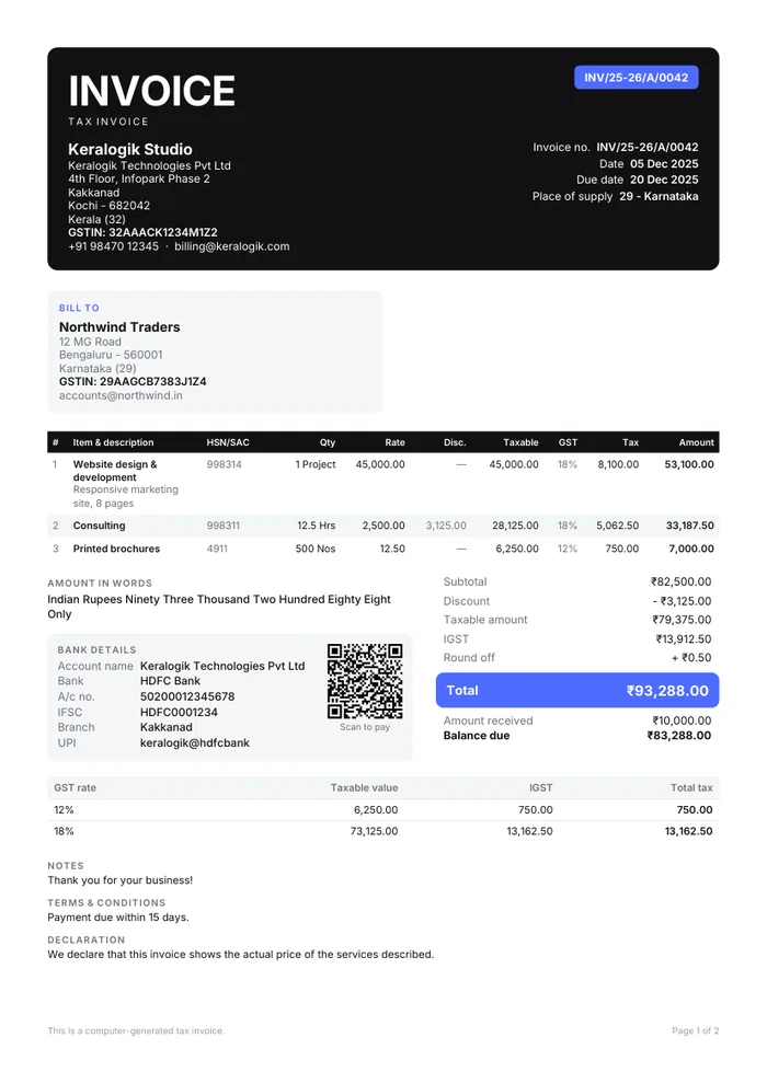 Bold invoice template