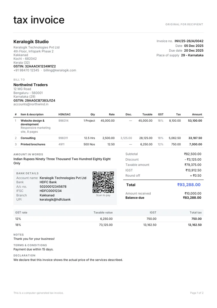 Minimal invoice template
